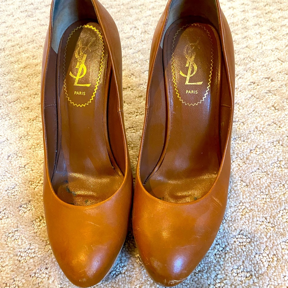 YSL platform wedges, gentle wear